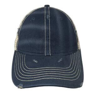 Sportsman Slideback Trucker Hat Blue One Size Adjustable Mesh Back Distressed